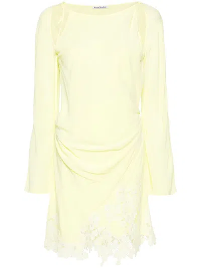 Acne Studios Yellow Lace Trim Dress