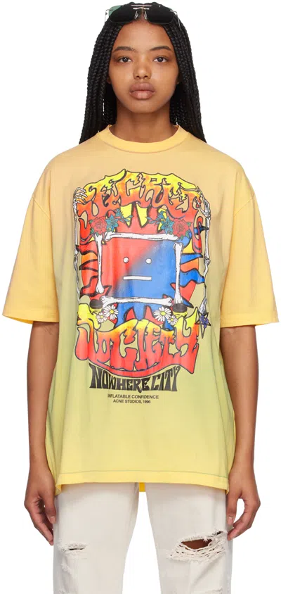 Acne Studios Oversized Printed Cotton-blend Jersey T-shirt In Yellow/brown