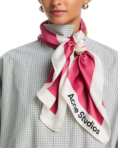 Acne Studios Yellow Rose Silk Scarf In Pink