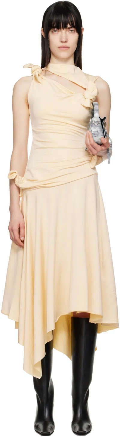 Acne Studios Yellow Tie-up Midi Dress In Bn7 Soft Yellow