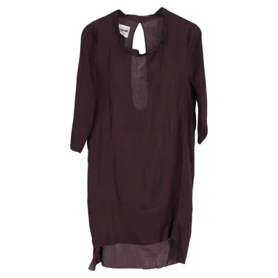 Pre-owned Acne Studios Zink Aw11 Cowl Neck Knee Length Dress In Violet Polyester In Burgundy