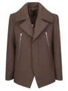 Acne Studios Zip Detailed Felted Jacket In Maroon Red