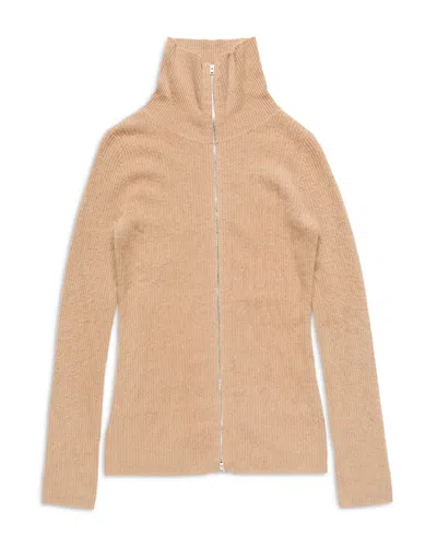 Acne Studios Zip Front Cashmere Sweater In Brown