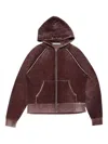 Acne Studios Zip Hoodie In Burgundy