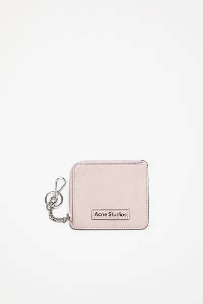 Acne Studios Zip Leather Wallet In Pastel Pink