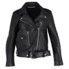Acne Studios Zip Up Biker Jacket In Black Leather In Black