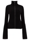 Acne Studios Koton Zip Cotton Rib Cardigan In Black
