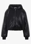 Acne Studios Hooded Faux Leather Jacket A90654le R In Black