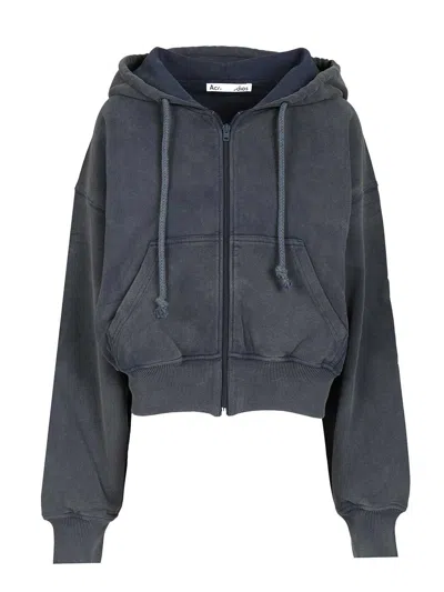 Acne Studios Zip-up Hoodie Sweatshirts Blue In Gray