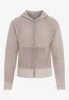 Acne Studios Zip-up Knit Hoodie In Beige
