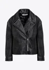 Acne Studios Sanded Leather Biker Jacket In Black
