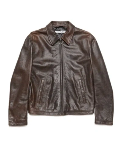 Acne Studios Zip-up Leather Jacket In Black
