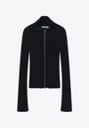 Acne Studios Koton Zip Cotton Rib Cardigan In Black