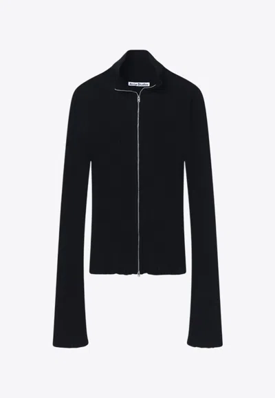 ACNE STUDIOS ZIP-UP RIBBED CARDIGAN