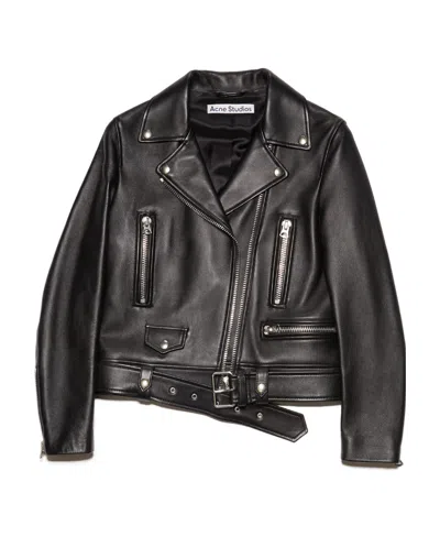 Acne Studios Zipped Biker Jacket In Black