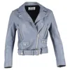 Acne Studios Zipped Biker Jacket In Blue Leather