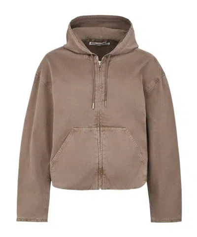 Acne Studios Womens Charcoal Grey Gathered-hem Drawstring-hooded Woven Bomber Jacket