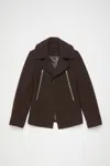 Acne Studios Zipper Wool Coat In Maroon Red