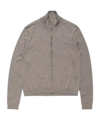 Acne Studios Zip-up Bow Logo Cardigan In Gray
