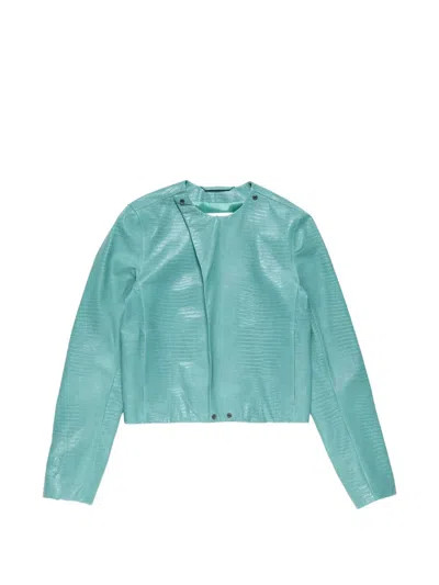 Acne Studios Zip-up Leather Jacket In Blue