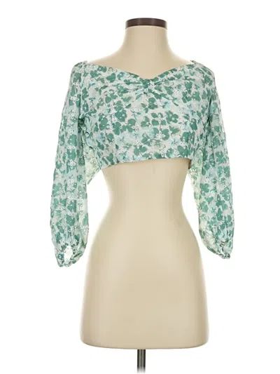 Pre-owned Acoa Collection 3/4 Sleeve Blouse In Green