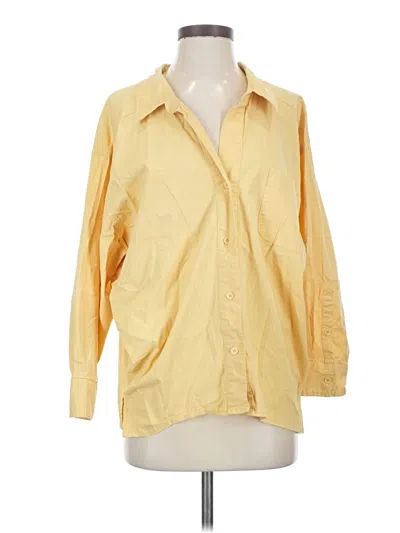 Pre-owned Acoa Collection 3/4 Sleeve Button Down Shirt In Yellow