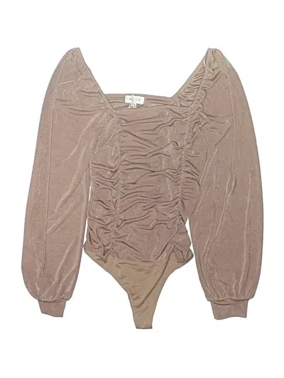 Pre-owned Acoa Collection Bodysuit In Tan