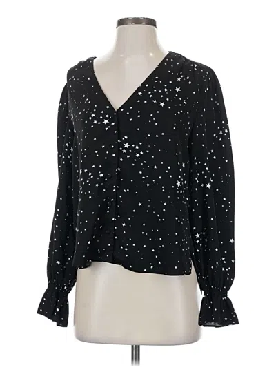 Pre-owned Acoa Collection Long Sleeve Blouse In Black