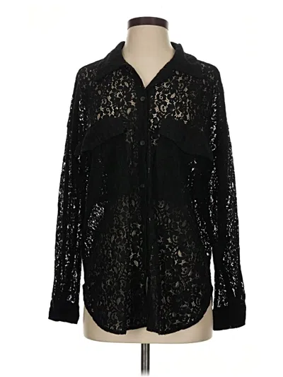 Pre-owned Acoa Collection Long Sleeve Blouse In Black
