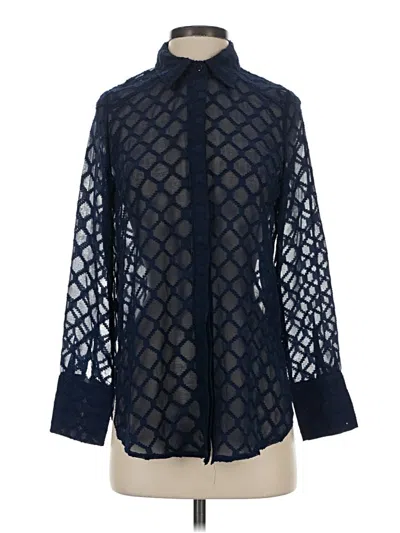Pre-owned Acoa Collection Long Sleeve Blouse In Blue