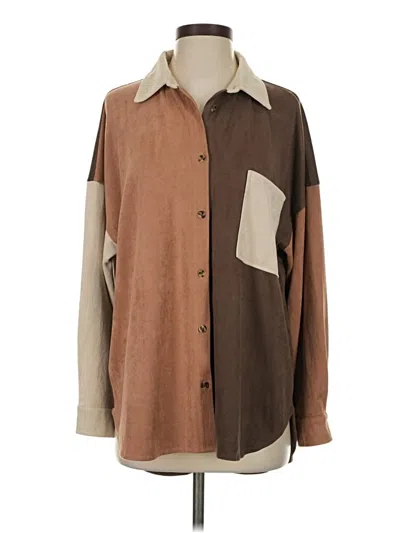 Pre-owned Acoa Collection Long Sleeve Blouse In Brown