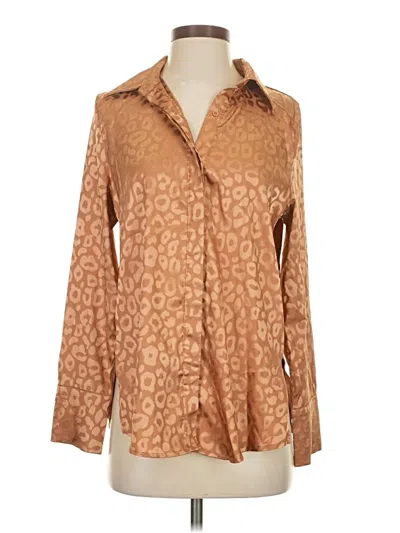 Pre-owned Acoa Collection Long Sleeve Blouse In Brown
