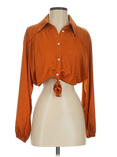Pre-owned Acoa Collection Long Sleeve Blouse In Orange
