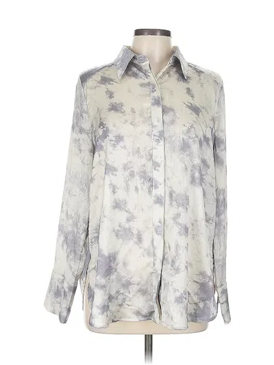 Pre-owned Acoa Collection Long Sleeve Blouse In Silver