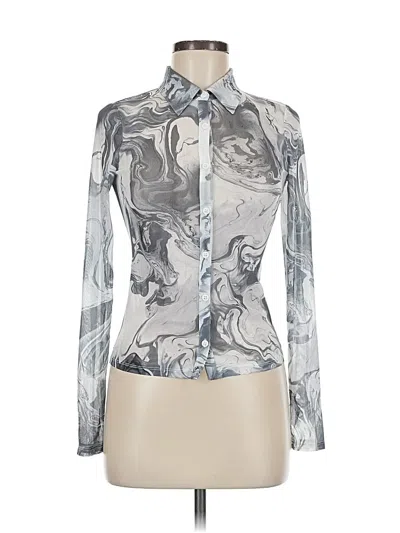Pre-owned Acoa Collection Long Sleeve Blouse In Silver