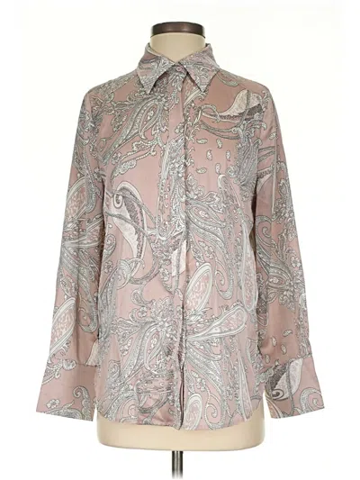 Pre-owned Acoa Collection Long Sleeve Blouse In Silver