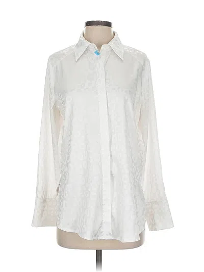 Pre-owned Acoa Collection Long Sleeve Blouse In White