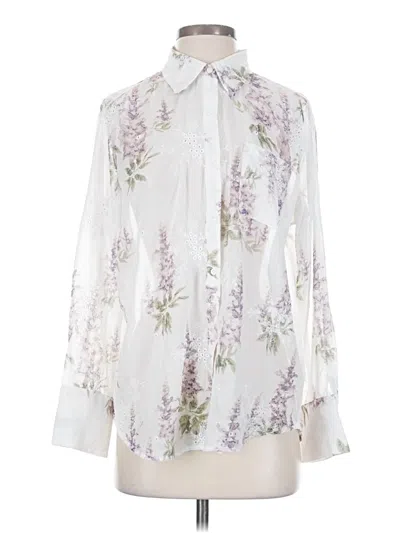 Pre-owned Acoa Collection Long Sleeve Blouse In White