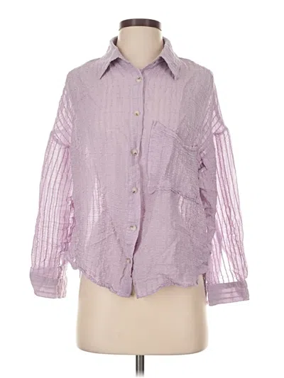 Pre-owned Acoa Collection Long Sleeve Button Down Shirt In Purple