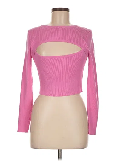 Pre-owned Acoa Collection Long Sleeve Top Pink Keyhole Neckline Tops