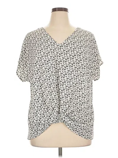 Pre-owned Acoa Collection Short Sleeve Blouse In Ivory