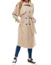 Acoa Long Sleeve Oversized Trench Coat In Beige In Neutral