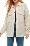 Acoa Oversized Fleece Shirt Jacket In Ivory In Multi