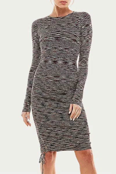 Acoa Space-dyed Ribbed-knit Mini Dress In Brown Multi In Gray