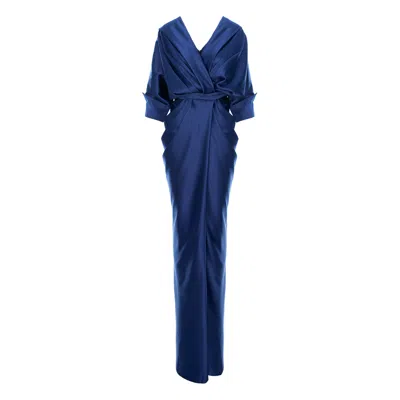 Acob À Porter Women's Blue Draped Long Dress Navy