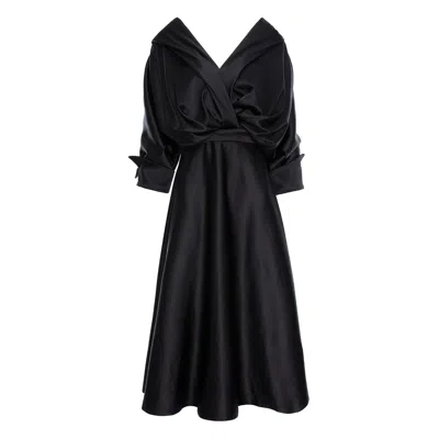 Acob À Porter Women's Draped Flare Midi Dress Black