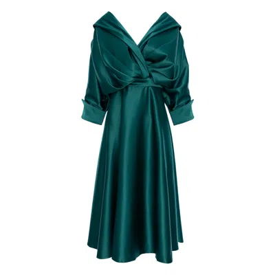 Acob À Porter Women's Draped Flare Midi Dress Green