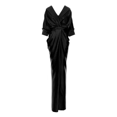 Acob À Porter Women's Draped Long Dress Black