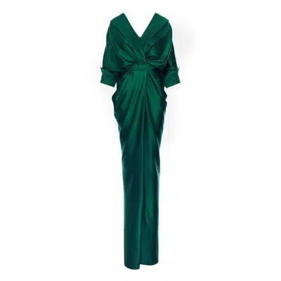 Acob À Porter Women's Draped Long Dress Green