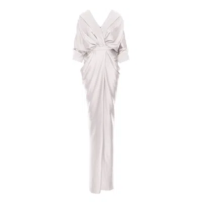 Acob À Porter Women's Draped Long Dress Pure White